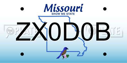 ZX0D0B Missouri License Plate