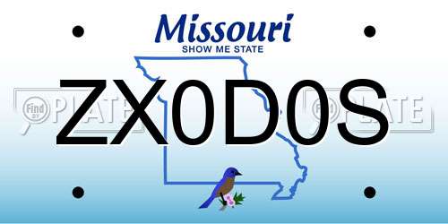 ZX0D0S Missouri License Plate