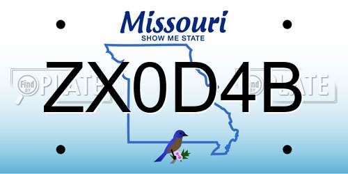 ZX0D4B Missouri License Plate