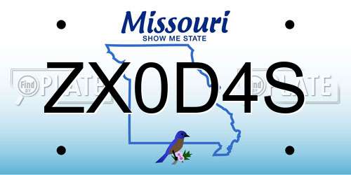 ZX0D4S Missouri License Plate