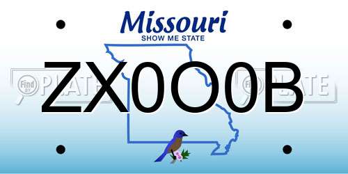 ZX0O0B Missouri License Plate