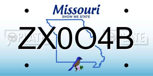 ZX0O4B Missouri License Plate