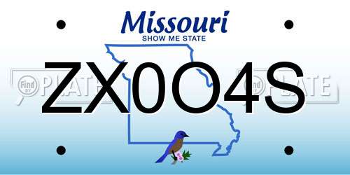 ZX0O4S Missouri License Plate