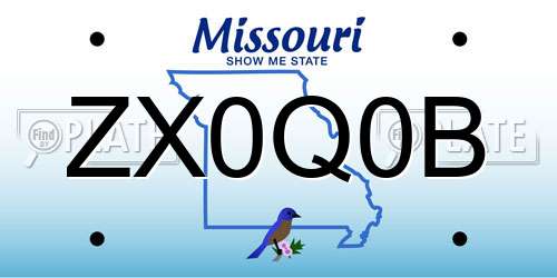 ZX0Q0B Missouri License Plate