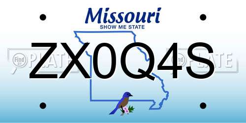 ZX0Q4S Missouri License Plate