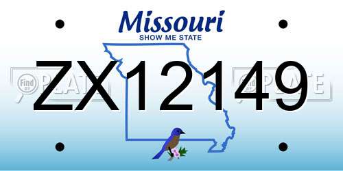 ZX12149 Missouri License Plate