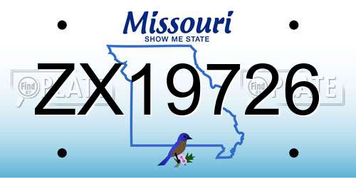 ZX19726 Missouri License Plate