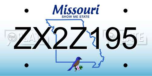 ZX2Z195 Missouri License Plate