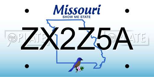 ZX2Z5A Missouri License Plate