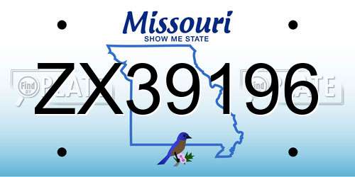 ZX39196 Missouri License Plate
