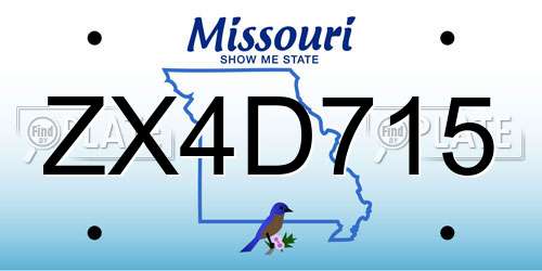 ZX4D715 Missouri License Plate
