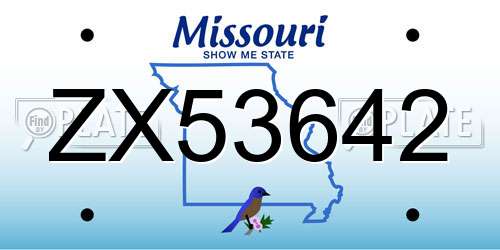 ZX53642 Missouri License Plate