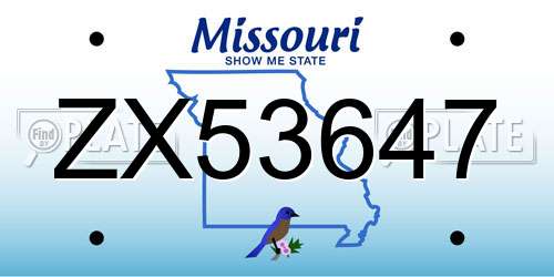 ZX53647 Missouri License Plate