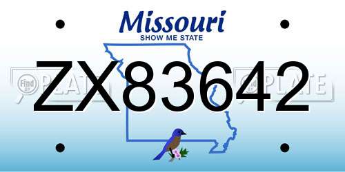 ZX83642 Missouri License Plate