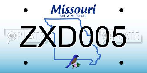 ZXD005 Missouri License Plate