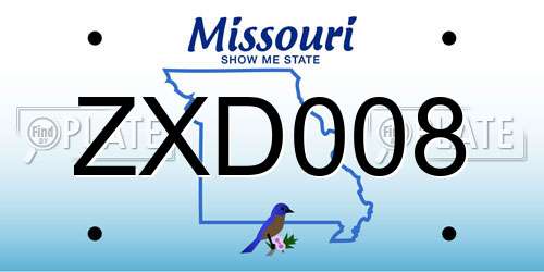ZXD008 Missouri License Plate