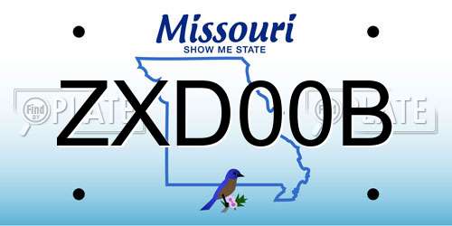 ZXD00B Missouri License Plate