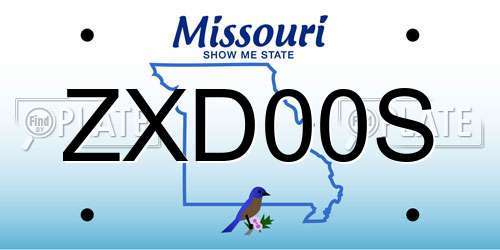 ZXD00S Missouri License Plate