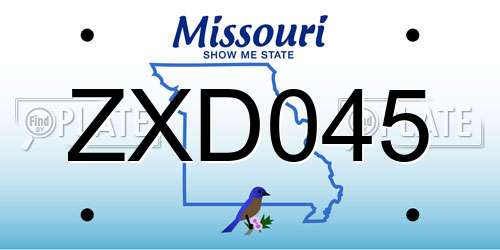 ZXD045 Missouri License Plate