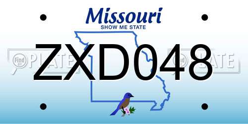 ZXD048 Missouri License Plate