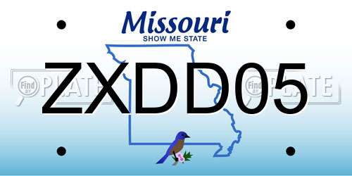 ZXDD05 Missouri License Plate