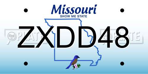 ZXDD48 Missouri License Plate