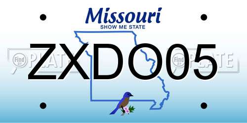 ZXDO05 Missouri License Plate