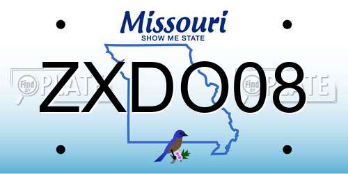 ZXDO08 Missouri License Plate