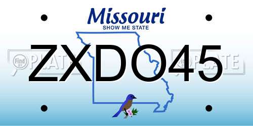 ZXDO45 Missouri License Plate