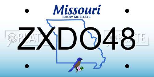 ZXDO48 Missouri License Plate