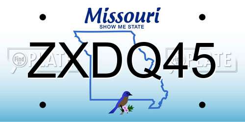 ZXDQ45 Missouri License Plate