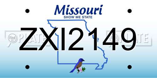 ZXI2149 Missouri License Plate