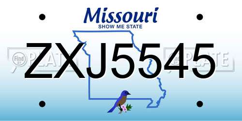 ZXJ5545 Missouri License Plate