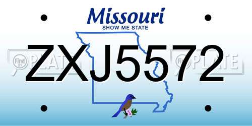 ZXJ5572 Missouri License Plate