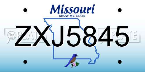 ZXJ5845 Missouri License Plate
