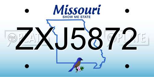 ZXJ5872 Missouri License Plate