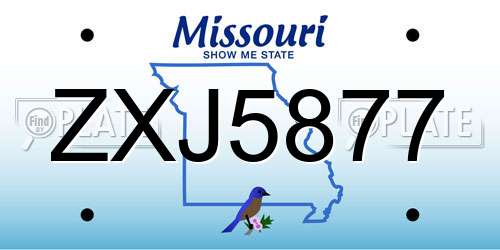 ZXJ5877 Missouri License Plate