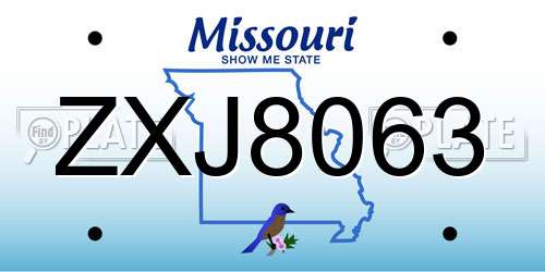 ZXJ8063 Missouri License Plate