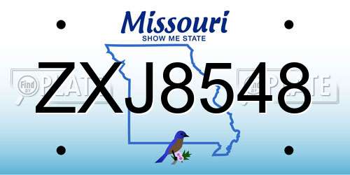 ZXJ8548 Missouri License Plate