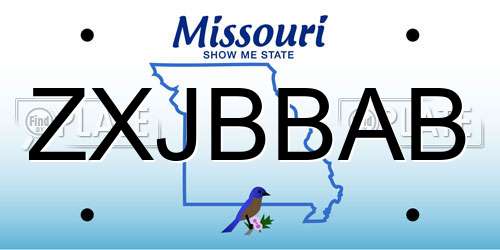 ZXJBBAB Missouri License Plate
