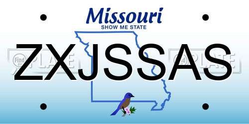 ZXJSSAS Missouri License Plate