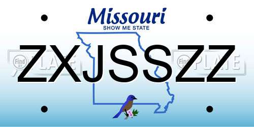 ZXJSSZZ Missouri License Plate