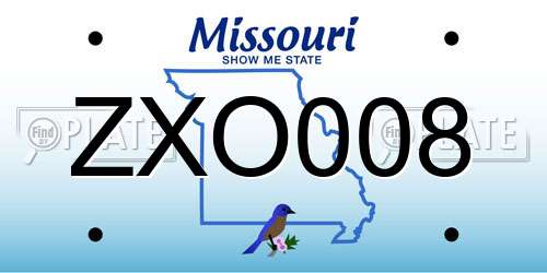 ZXO008 Missouri License Plate
