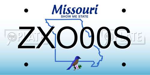 ZXO00S Missouri License Plate