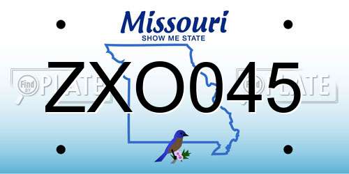 ZXO045 Missouri License Plate