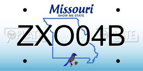 ZXO04B Missouri License Plate