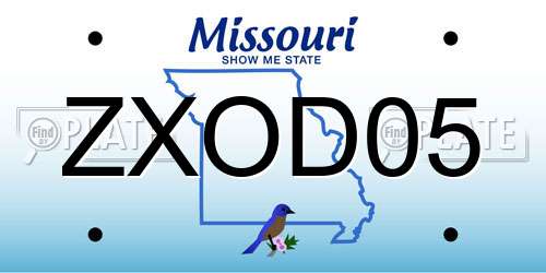 ZXOD05 Missouri License Plate
