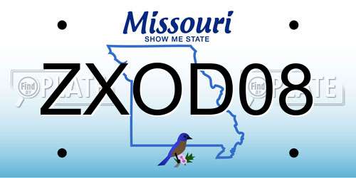 ZXOD08 Missouri License Plate