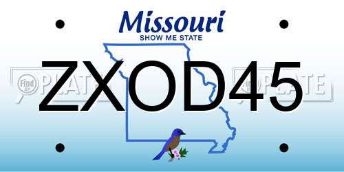 ZXOD45 Missouri License Plate