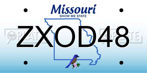 ZXOD48 Missouri License Plate